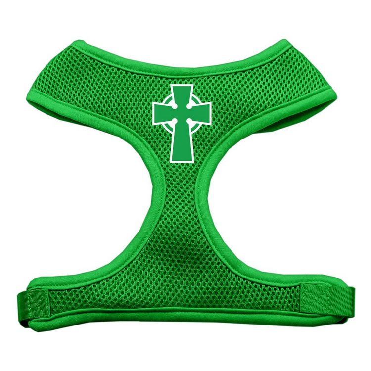 Celtic Cross Screen Print Screen Print Mesh Pet Harness Emerald Green